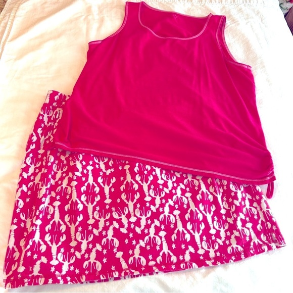 T by Talbots Skort Lobster Print Pink White Pull On Stretch plus size 2XP - Picture 13 of 13